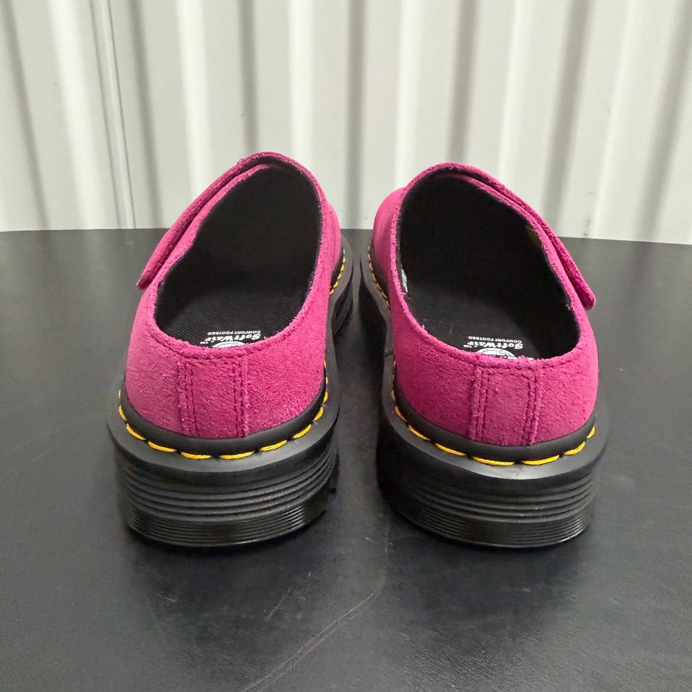 Dr. Martens Zebzag Magenta Suede Platform Mule Clogs - Picture 4 of 12